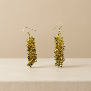 Handmade new style 2026 Brass Metal Beads and Beige Glass Beads Drop Bohemian Style Dangle <b>Hook</b> <b>Earrings</b> - Product Image 2
