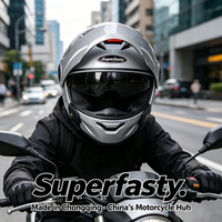 Nouveau casque de moto modulaire Superfasty de marque Factory Direct, homologué DOT, avec visière double, toutes saisons, réglable, design graphique.