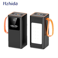 Batterie externe portable à charge ultra-rapide LED pour le camping, PD22.5W, 50000mAh, grande capacité, avec câble intégré