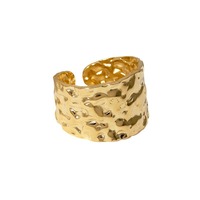 Beimai OEM Punk Edelstahl ring Wasserdichtes, nicht verblasstes 18 Karat vergoldetes, unregelmäßig gehämmertes Breitband