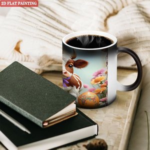 Tasse magique 11oz en céramique noire givrée, changeant de couleur à la chaleur, pour thé et café, camping, voyage, portable - Product Image 3
