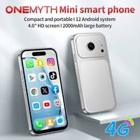 ONEMYTH A18 Pro Android 12 2+16GB 4'' Teléfono Celular con Doble Tarjeta SIM 2000mAh Multi-idiomas 4G Mini Teléfono Inteligente