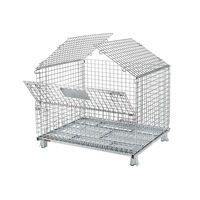 Cage de stockage en treillis métallique pour entrepôt, conteneur empilable en acier pour chariot élévateur, galvanisé à chaud, diamètre de fil 5,5 mm, capacité 500-2000 kg