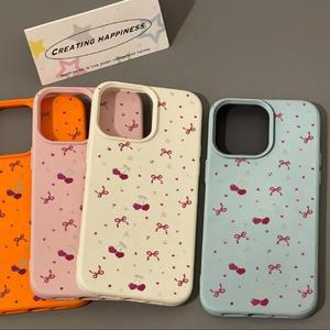เคสโบว์สำหรับ <span class=keywords><strong>iPhone</strong></span> 16 Pro Max เคส <span class=keywords><strong>iPhone</strong></span> 11 15 <span class=keywords><strong>12</strong></span> <span class=keywords><strong>13</strong></span> 14 Pro Max 14 Plus กันกระแทก TPU ลายโบว์เชอร์รี่น่ารัก - Product Image 2