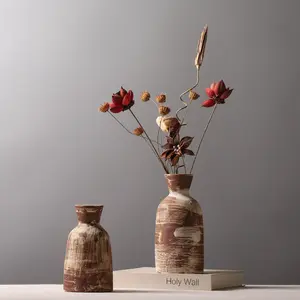 Creativo fatto a mano Wabi-Sabi vaso in ceramica cinese Vintage ornamenti fiori argilla grossolana ceramica decorazione per la casa