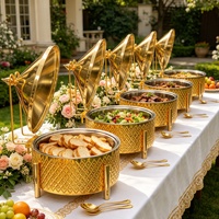 Plat de service de luxe en acier inoxydable doré 9L Regal Catering pour buffet, chauffe-plat pour mariage et réceptions