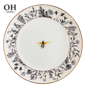 <span class=keywords><strong>Service</strong></span> de table en porcelaine fine écologique Ohere Premium, assiette de présentation noire en nid d'abeille, <span class=keywords><strong>vaisselle</strong></span> en céramique - Product Image 2