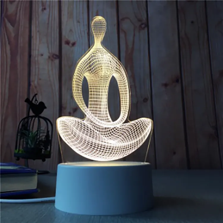 3d illusion led dimmable touch sensor induction night light bts table lamp acrylic 3d led night light with usb charger