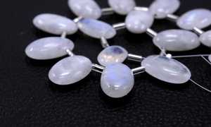 ลูกปัด Briolette อัญมณีสีฟ้ารูปวงรีเรียบลายรุ้งธรรมชาติ1เส้น - Product Image 4