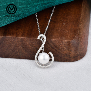 Collier pendentif de luxe XMZ266 <span class=keywords><strong>en</strong></span> argent sterling 925 pour femme, motif note de musique, perle de pain, moissanite 0,215 CT, bijoux fins - Product Image 4