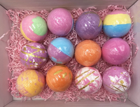 Coffret Cadeau de Bombes de Bain de Luxe Parfumées à la Lavande et à la Rose Biologiques, Étiquette Privée, Vegan, Boules de Spa Naturelles, Boîte Noire, Bombes de Bain Moussantes