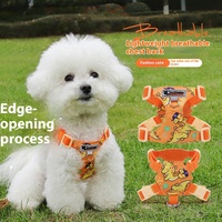 Ensemble de laisse et harnais pour chien en coton rembourré de luxe, motif imprimé, accessoire d'entraînement en plein air pour bouledogues français, chiots et petits chiens