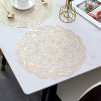 Napperon de table rond de style nordique, motif ajouré, en plastique, résistant à la chaleur, antidérapant, facile à nettoyer