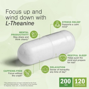 Capsules de L-théanine végétaliennes naturelles pour adultes, améliorent le sommeil, améliorent les fonctions cognitives, protègent les nerfs, soulagent le stress, antioxydant - Product Image 2