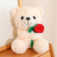 Groothandel Schattige Rozen Teddybeer Pluche Sleutelhanger Hart Liefdespop Zacht Pluche Dieren Valentijnscadeau OEM