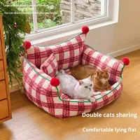Weihnachtliches Hundebett Ganzjährig Sommer/Winter Universal Abnehmbar Waschbar Sofa Warmes Nest für Kleine Hunde Teddy Bichon Modern und Stilvoll