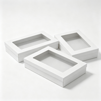 Boîte à fenêtre rectangulaire en carton blanc avec couvercle transparent pour biscuits, cupcakes, pâtisseries, emballage de boulangerie