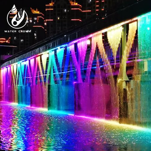 Cortina de impresión decorativa para exteriores con fuente de pantalla láser de corona LED moderna con <span class=keywords><strong>cascada</strong></span> gráfica Digital para decoración de jardín - Product Image 1
