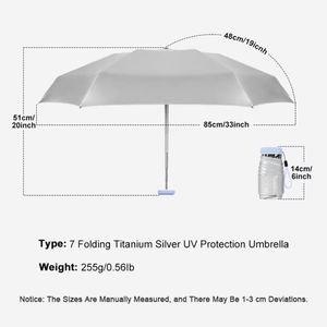 Parapluie pliant 7 sections de 19 pouces, mini, compact, de voyage, ouverture manuelle, protection UV, format capsule minimaliste, impression personnalisée, marque - Product Image 2