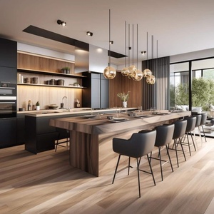 CBMMart Armoires de cuisine de luxe avec grain de bois de haute qualité Armoires de cuisine avec rangement au design moderne - Product Image 1