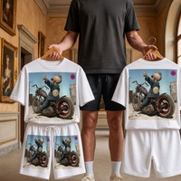 Ensemble 2 pièces d'été pour homme : T-shirt oversize à col rond et short, imprimé graphique basketball, style streetwear décontracté et respirant