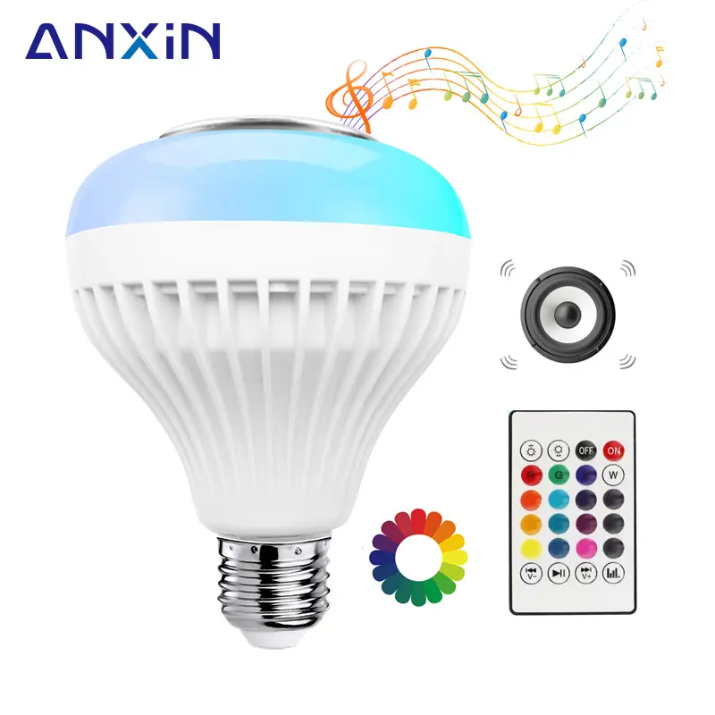 RGB Smart Music Play con altavoz de luz de música a bulbo inalámbrico remoto 12W LED lámpara blueteeth Bulb