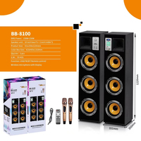 Nuevos Altavoces Frontales Activos de Alta Potencia con Micrófono y Caja de Madera Colorida, Altavoces de Torre Activos