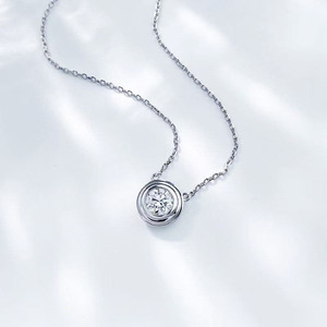 Collar con Colgante <span class=keywords><strong>de</strong></span> Diamante Cultivado en Laboratorio en Oro Blanco <span class=keywords><strong>de</strong></span> 18K para Mujer, Cadenas <span class=keywords><strong>de</strong></span> Moda, Joyería Fina, Delicados Colgantes <span class=keywords><strong>de</strong></span> Diamante - Product Image 2