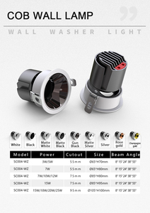 Hiện đại Trần Spotlight trắng đen nhôm 10W <span class=keywords><strong>20W</strong></span> có thể điều chỉnh Anti-Glare <span class=keywords><strong>LED</strong></span> lõm Spotlight - Product Image 5