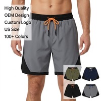 Shorts de sport décontractés pour hommes, design OEM ODM, blocs de couleur, taille élastique avec cordon de serrage, poches latérales, longueur au-dessus du genou, pour la course et l'entraînement