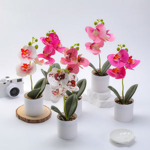 Plante artificielle Phalaenopsis en pot, fleurs au toucher en caoutchouc souple PU, ensemble de Phalaenopsis blanches tombantes, fleurs artificielles - Product Image 3