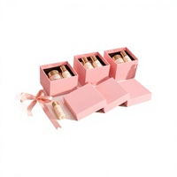 Kotak Hadiah Lilin Aroma Kosmetik Pink dengan Tutup dan Alas Anti Gores, Kotak Kemasan Hadiah, Kotak Penyimpanan Perhiasan