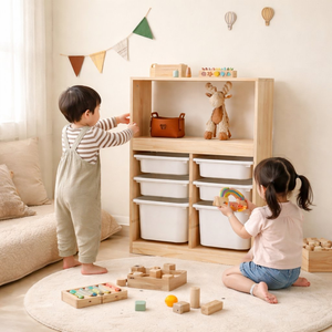 Organizador de Juguetes Montessori para Niños, Estantería de Madera de Pino Maciza, Muebles para Cuarto de Juegos, Estante para Juguetes Ecológico y Natural - Product Image 2