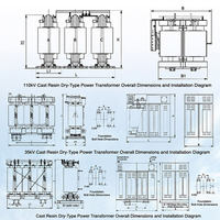 Transformador de Distribución de Energía SCB11 de Resina Fundida en Seco, 10kV 400V Trifásico 50/60Hz, Totalmente Sellado, Tres Bobinados