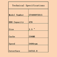 قرص صلب داخلي 4 تيرابايت ST4000VX015 ST4000VX016 بحجم 3.5 بوصة SATA 3 بسرعة 6 جيجابت/ثانية أداء دائم على مدار الساعة لتسجيل الفيديو