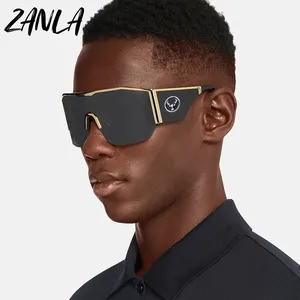 Surdimensionné bouclier lunettes de soleil femmes hommes 2023 à la mode Semi-sans monture lunettes de soleil femme mode cerf corne en forme de jambes une pièce nuances