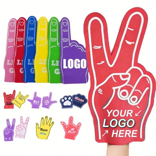 Promotion Logo Fans Cheerleading Custom Thick Big Finger Cheering Gloves Sports Fan Foam Hand