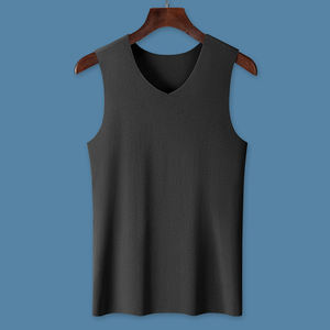 2026 New Arrival Premium 100% Cotton Seamless Men's Tank <b>Top</b> Slim-Fit Wide Shoulder <b>Sleeveless</b> Crew Neck Summer Base Layer Shirt - Product Image 1