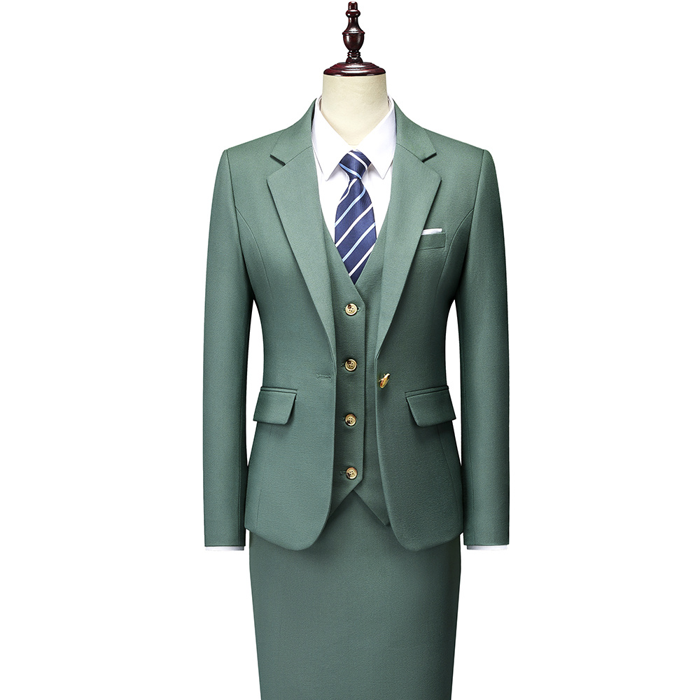 slim fit dress slacks Teal Green Regular Fit 3 Piece Suit for Women, Classic Single Breasted main image 1