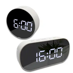 Orologio da tavolo ovale con display snooze in stile antico più venduto con orologio a specchio a led da scrivania con temperatura