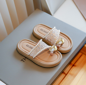 Summer Toe Cooling <b>Slippers</b> With Exposed Heel Anti Breathable Pearl <b>Slippers</b> With Exposed Toe Kids Sandals Size 26-36 - Product Image 4