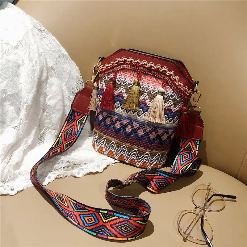 Vintage Shoulder Bag Style Bohemian Tassel Fringe Ethnic Women Bags With Tassel