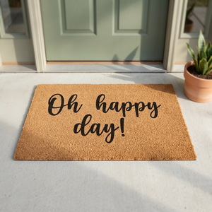 Tapis coloré Oh happy day imprimé paillasson de couleur marron pour la maison Paillasson pour chambre au prix de gros - Product Image 1
