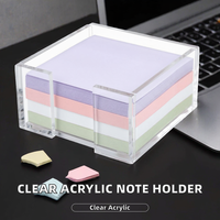 Organisateur de bureau et de dortoir en acrylique 3x3 transparent, support de notes autocollantes et distributeur de bloc-notes sur pied