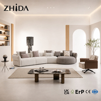 Ensemble de canapés modulaires en tissu chenille pour salon, en forme de L incurvée, avec chaise longue ronde, pour projet hôtelier et usage domestique
