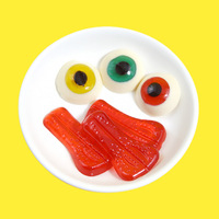 Casual Leuke Snacks Halloween Bulk Gecoate Verpakking Monster Fruitige Gummy Tongsnoep Gecoat Voor Eenvoudig Hanteren