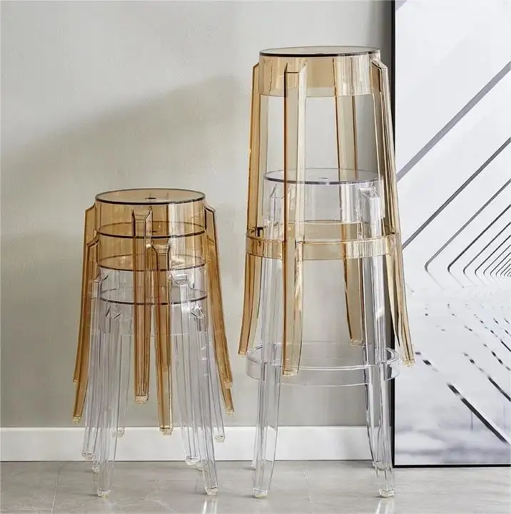 Factory Furniture Modern Stackable Plastic Resin High Barstool Transparent Clear Ghost Acrylic Bar Stool