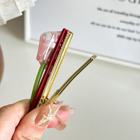 Vente en gros Grande épingle à cheveux cassée de luxe Accessoires pour cheveux en acétate à motifs floraux pour filles Pince à cheveux bec de canard à l'acide acétique doux