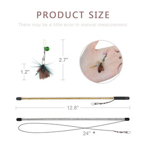 Baguettes à chat transparentes en PETG avec 8 accessoires faits main en forme d'insectes volants, plumes naturelles et clochettes colorées - Product Image 6