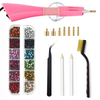 Kit d'outils de pose de strass 7-en-1 portable pour vêtements, avec pince, stylo de pose et outil de réparation pour travaux d'aiguille